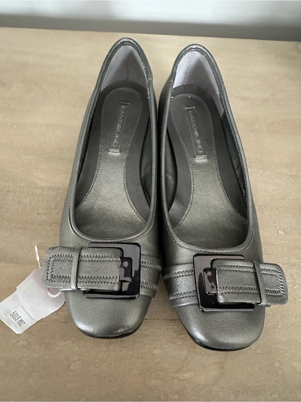 Bandolino Metallic Silver Buckle Slip-On Flats